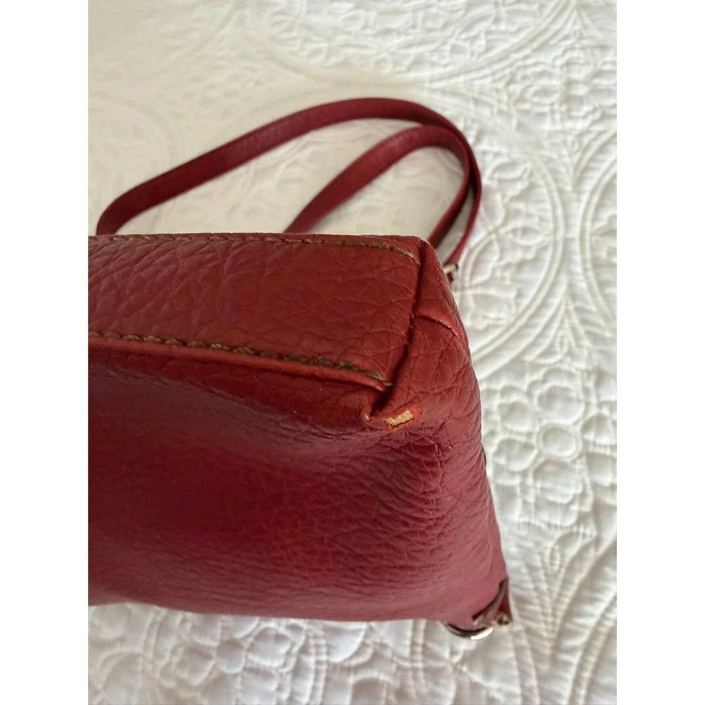 Nine West Red Pebbled Faux Leather Crossbody Bag Buckle Detail Small Purse